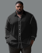 Top-line Design Lapel Long Sleeve Shirt Big Men's